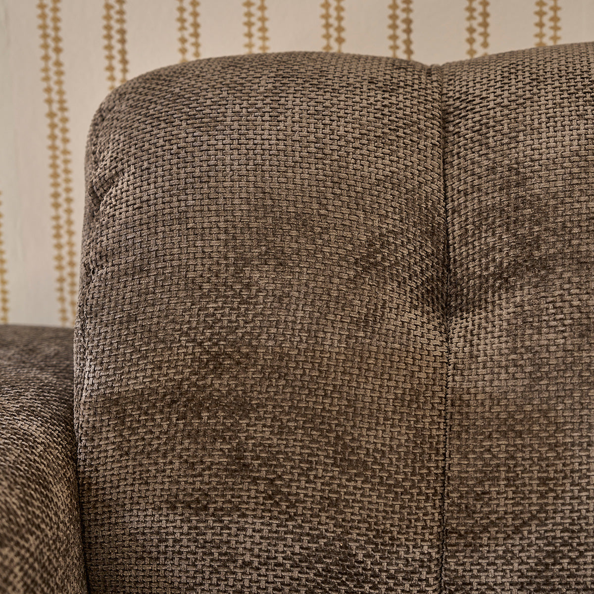 ALPHONSE - Divano dritto a 3 posti in velluto intrecciato moka