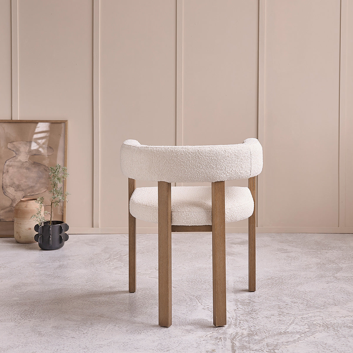 CLÉA - Lot de 2 chaises en chêne et tissu bouclette