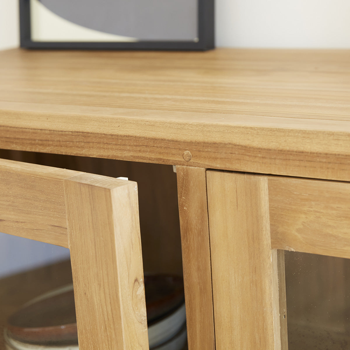 BOSTON - Credenza in teak massello e vetro 120 cm