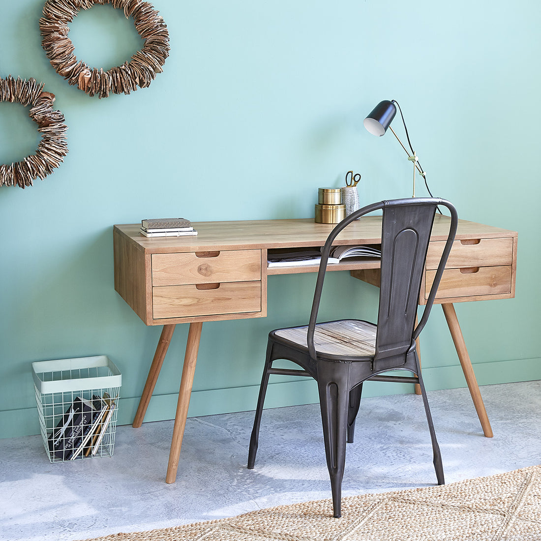 ISAURE - Scrivania in teak massello 130 cm