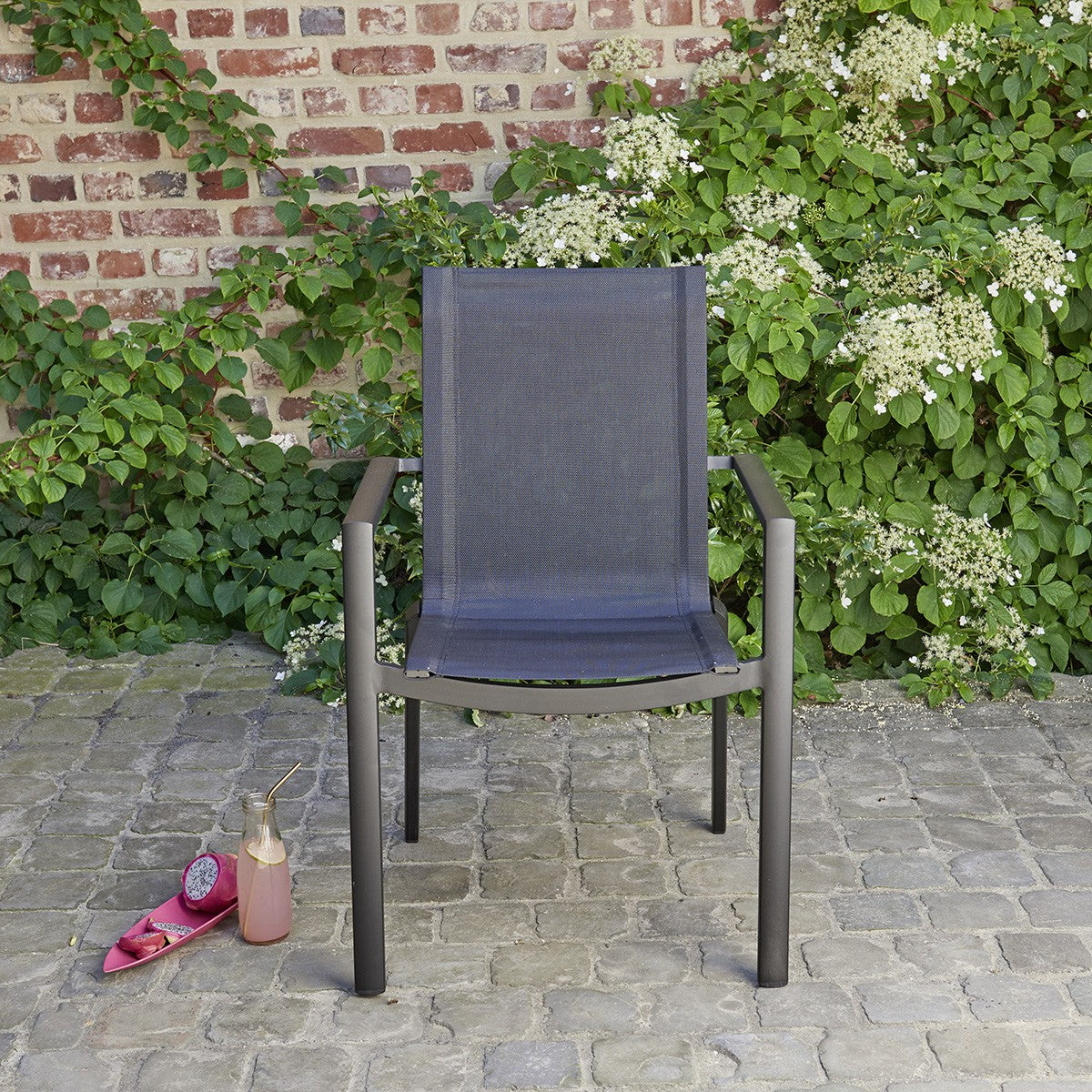 BALISTAR - Gartensessel aus Aluminium und grauem Textilene