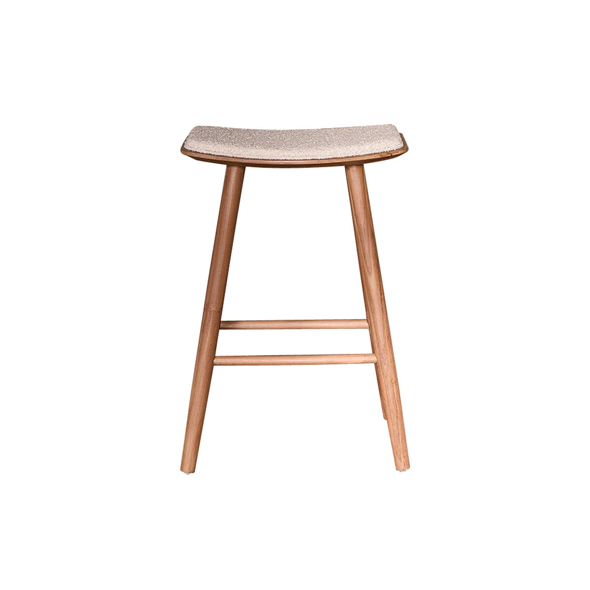 AMBRE - Tabouret de bar en teck massif assise bouclette 65 cm