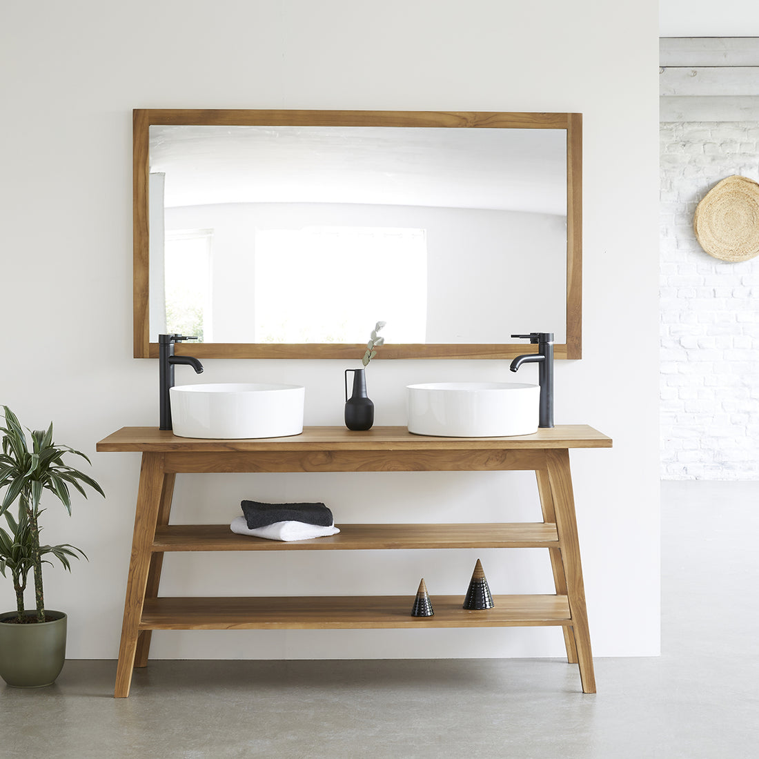 Miroir en teck massif rectangulaire 145x80 cm