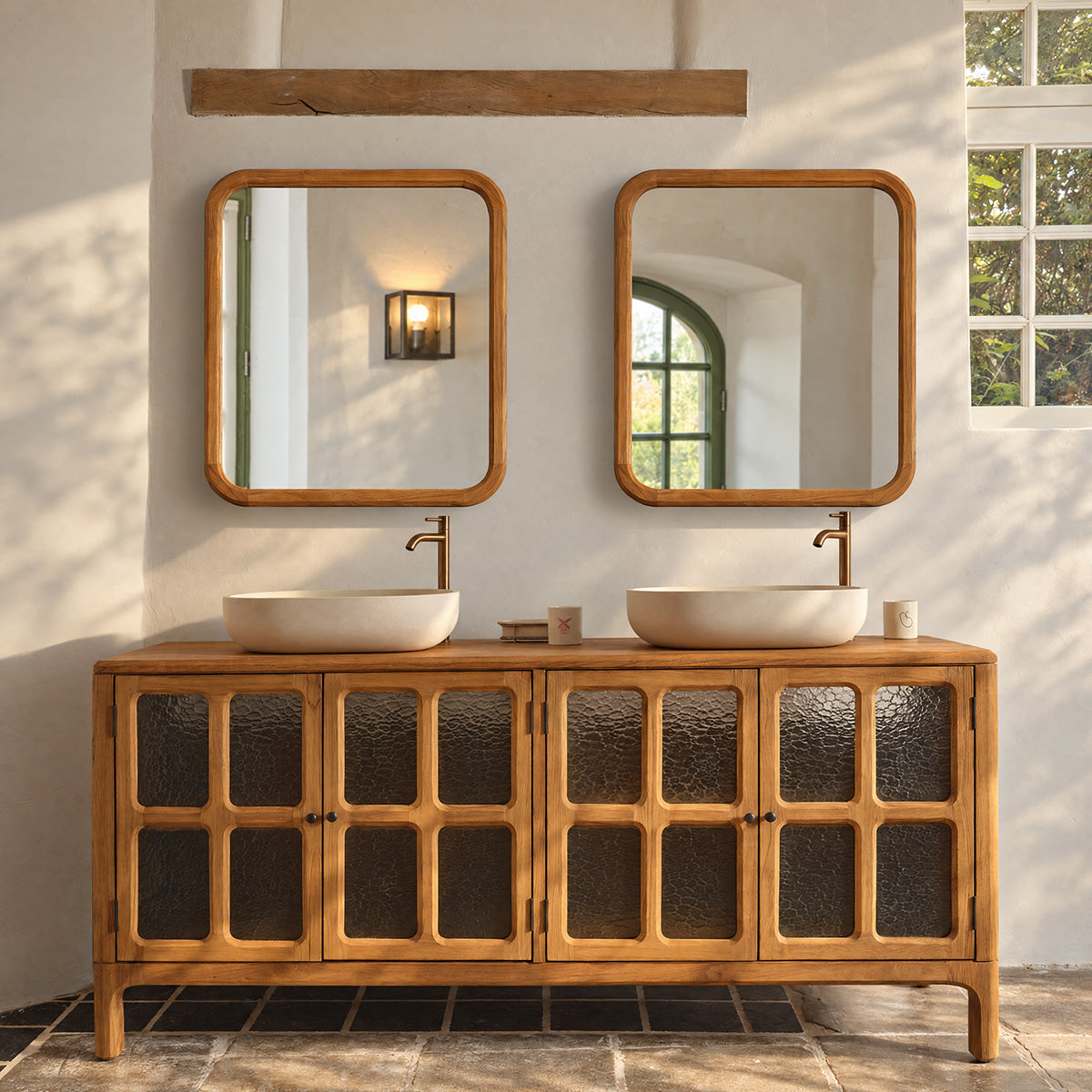 VELDE - Mobile sottolavabo in teak riciclato da 180 cm