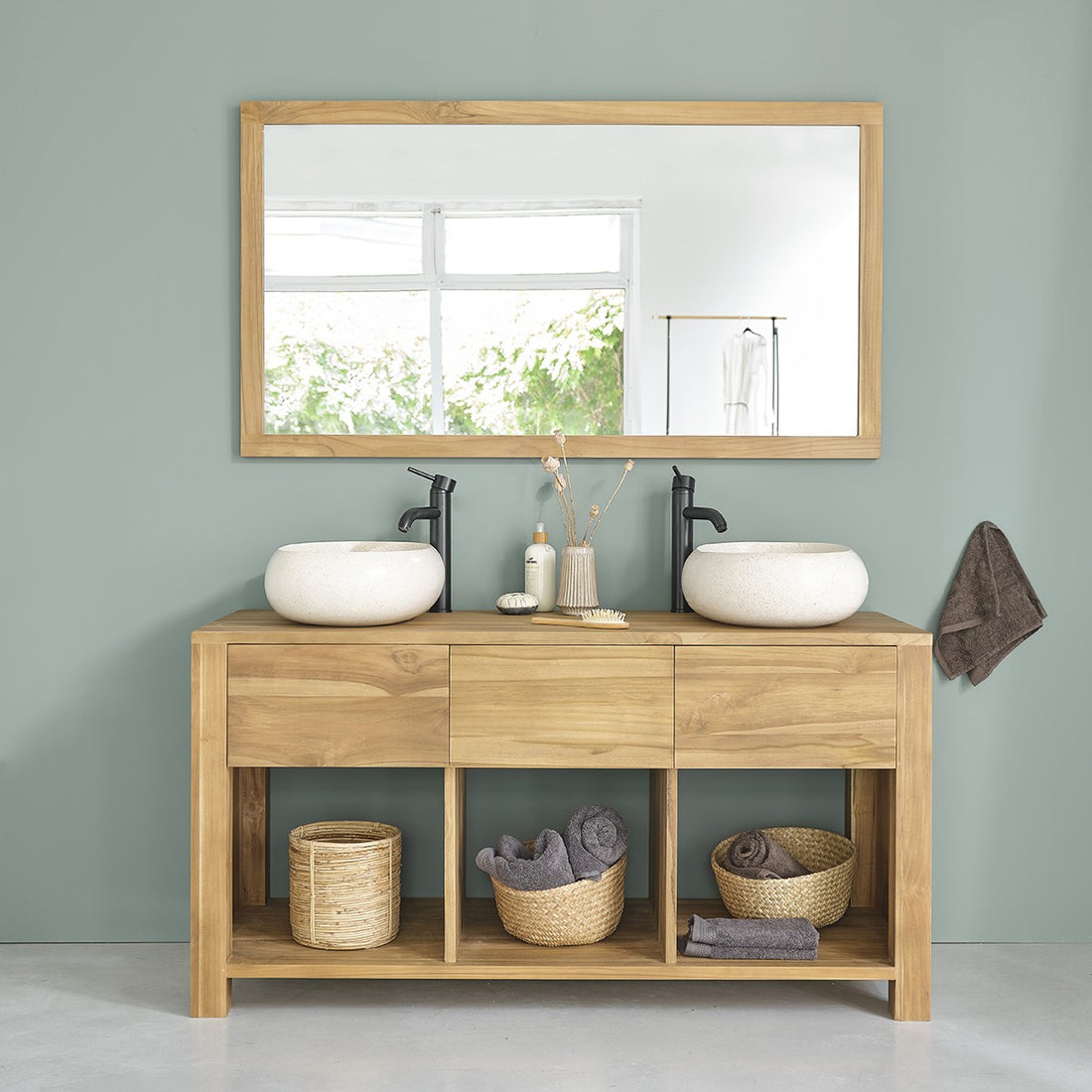 NOA - Meuble sous vasque en teck massif 145 cm