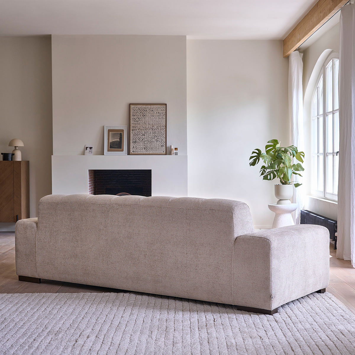 ALPHONSE - Gerades 4-Sitzer-Sofa aus beigegewebtem Samt