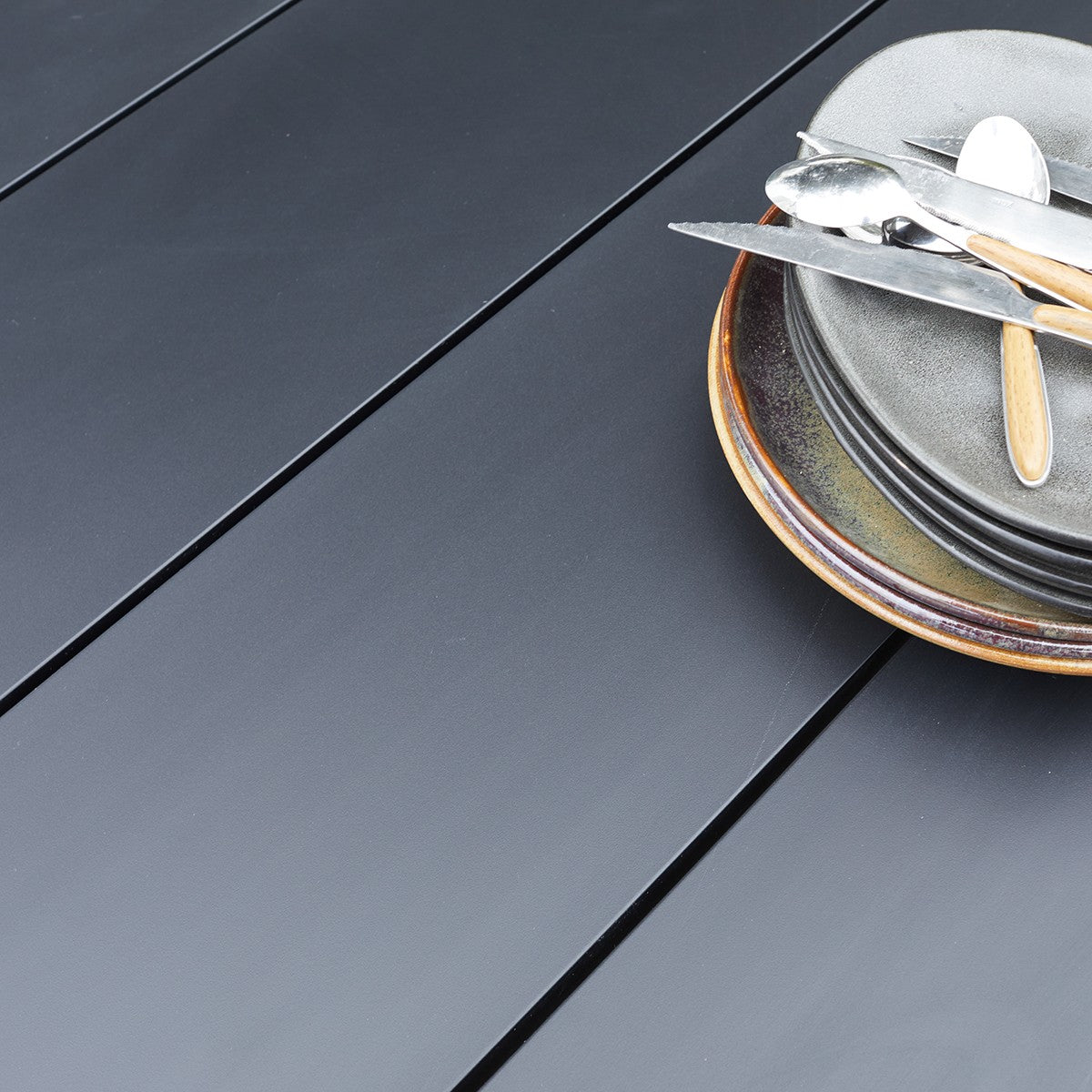 IBIZA - Gartenlounge aus Aluminium und schwarzem Textilene 8 Sitze