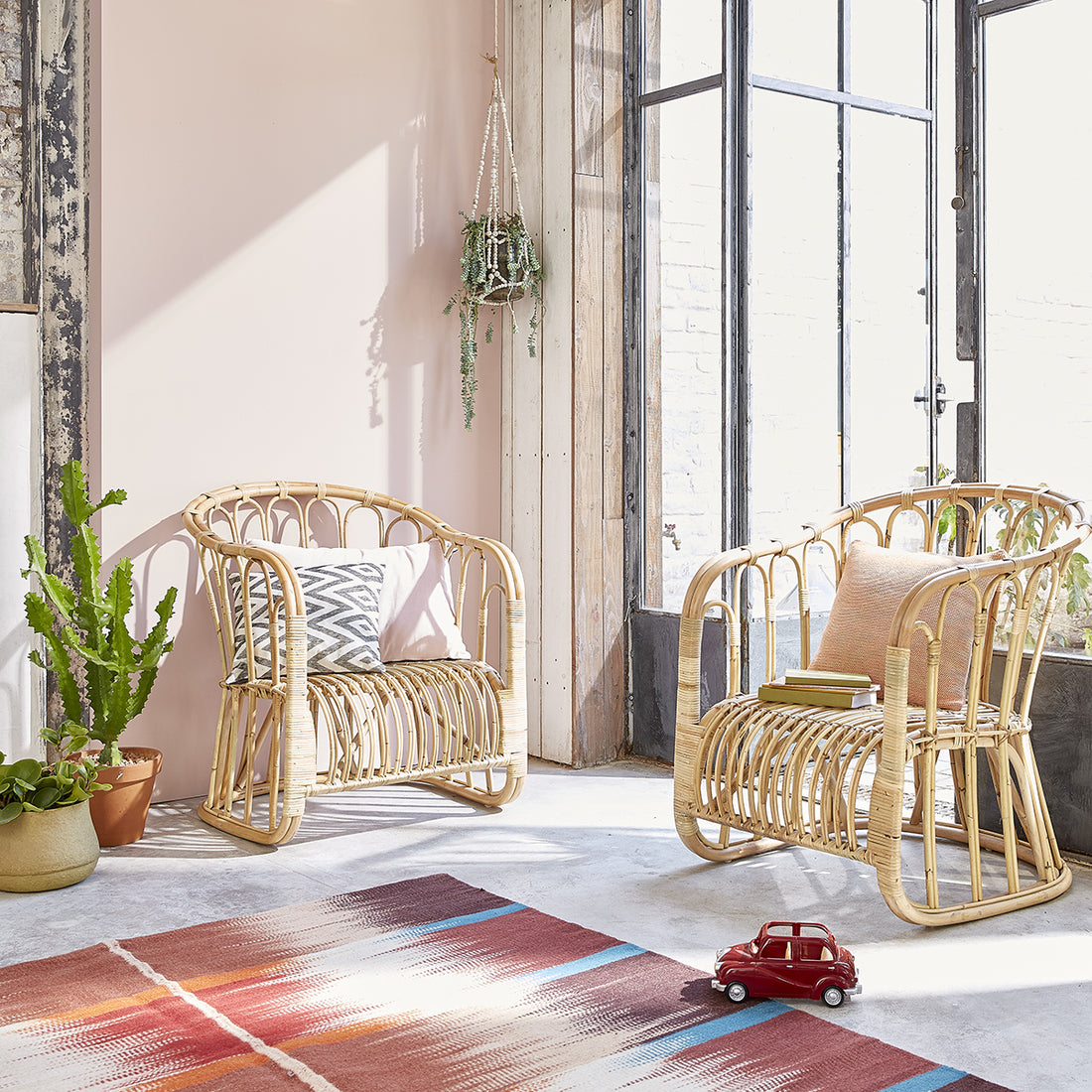 PAOLA - Lot de 2 fauteuils rotin confort