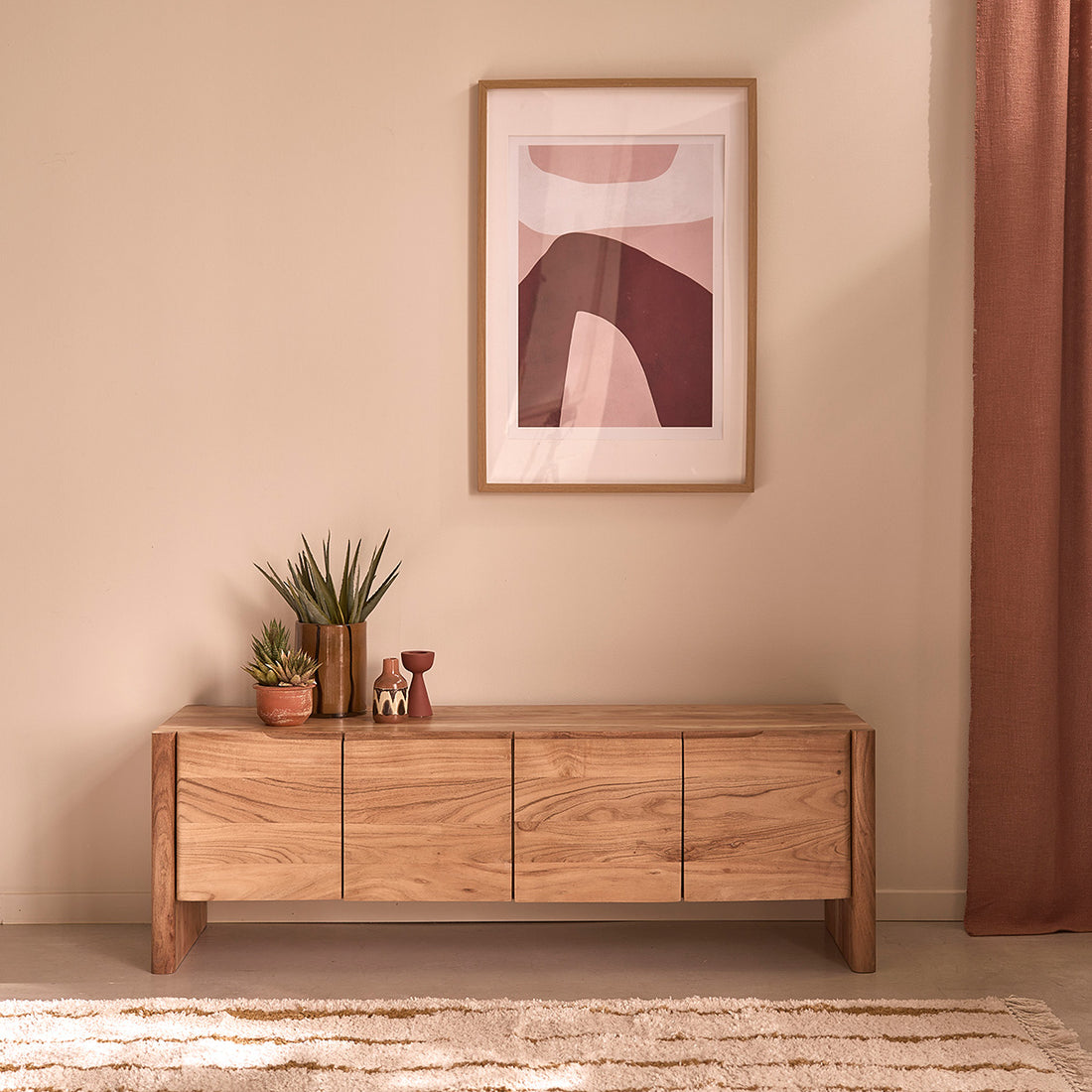 CALI - TV-Möbel aus massivem Akazienholz, 150 cm