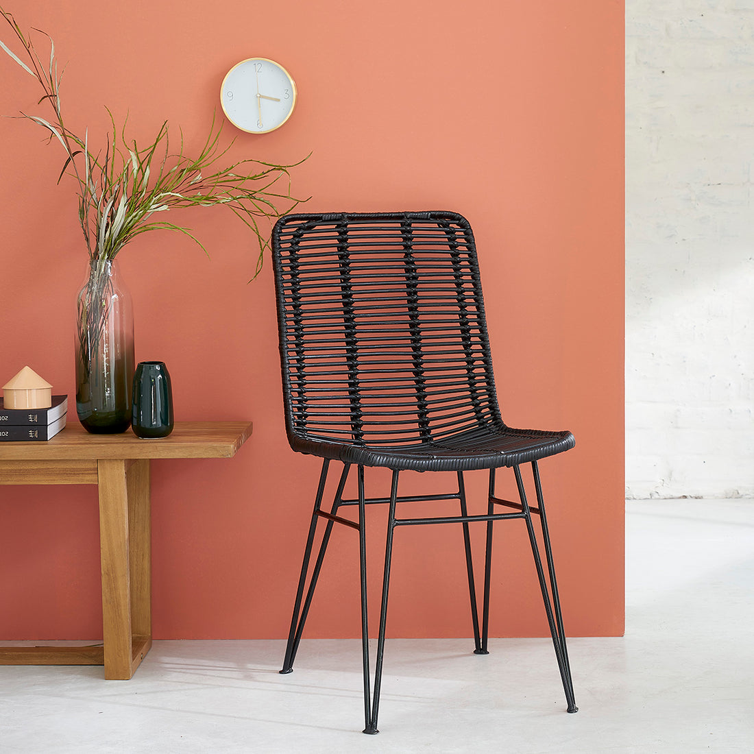 BOHEMA - Chaise en rotin et métal noire