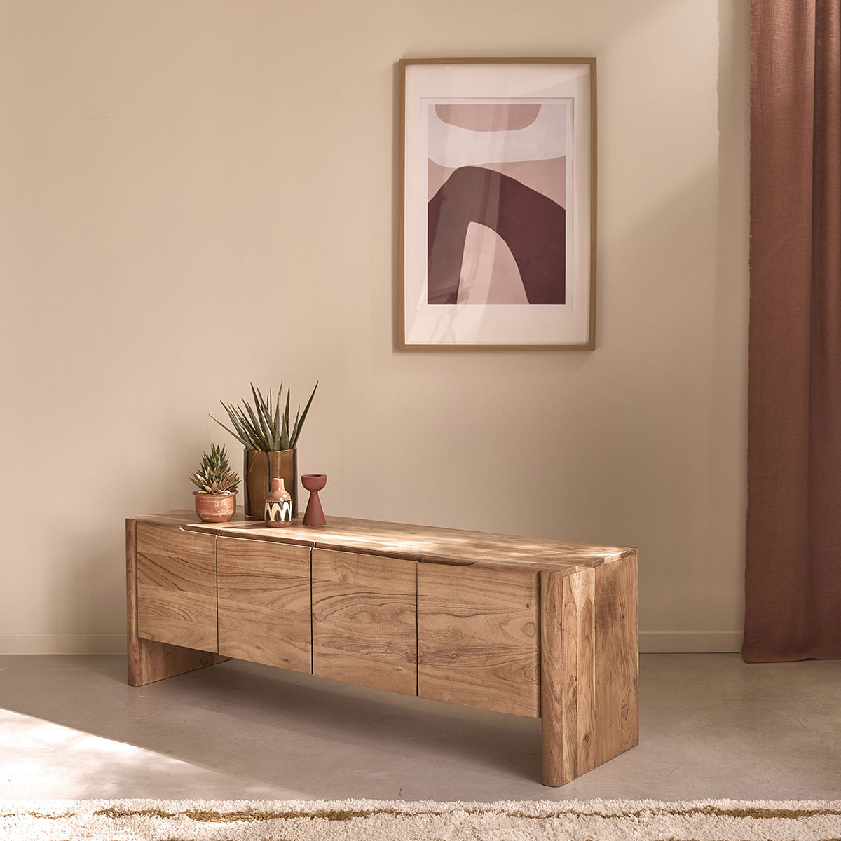 CALI - Meuble TV en acacia massif 150 cm