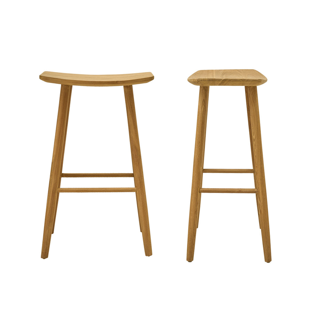 AMBRE - Set aus 2 Barhockern aus massivem Teakholz 75 cm