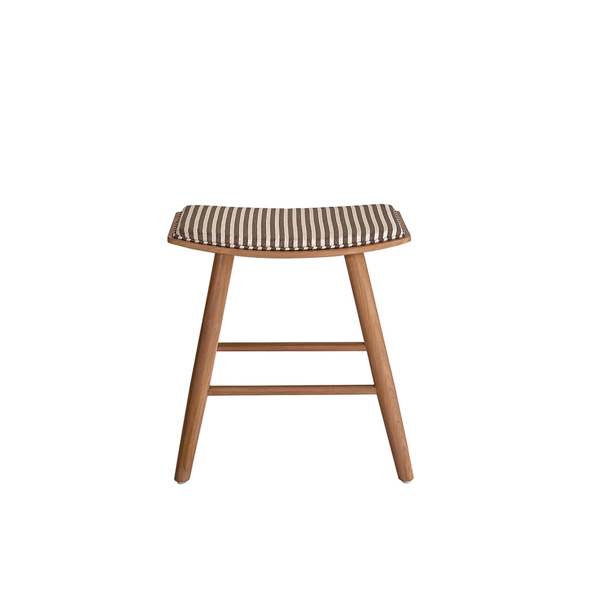 AMBRE - Barhocker aus massivem Teakholz und gestreifter Sitzfläche, 45 cm
