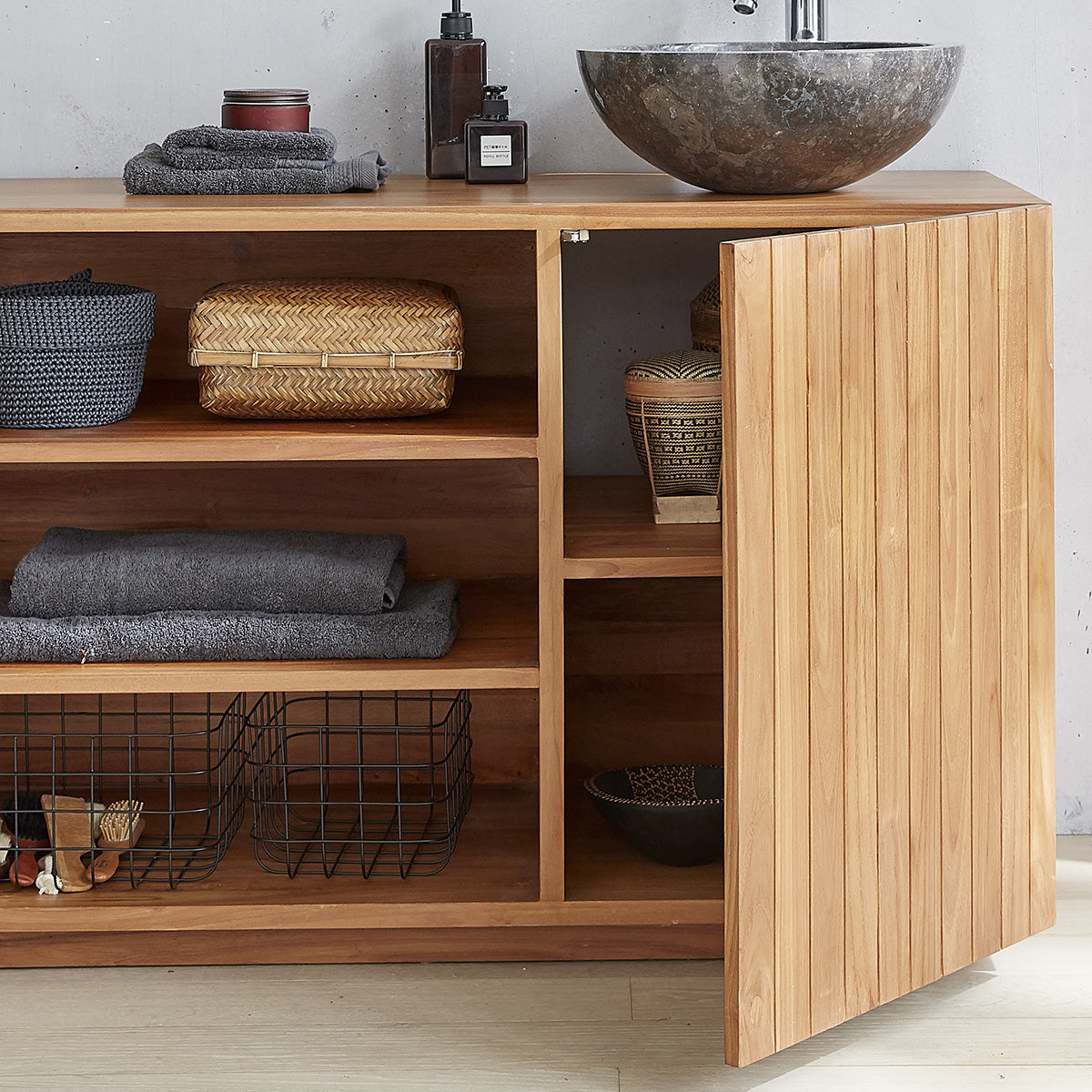 RIO - Waschtischunterschrank aus massivem Teakholz 120 cm