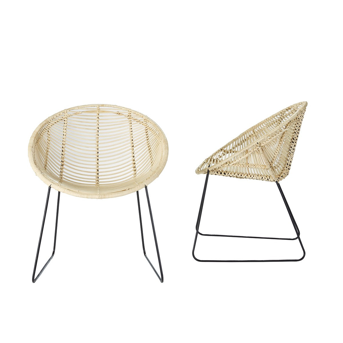 BOHEMA - Set di 2 sedie in rattan e metallo