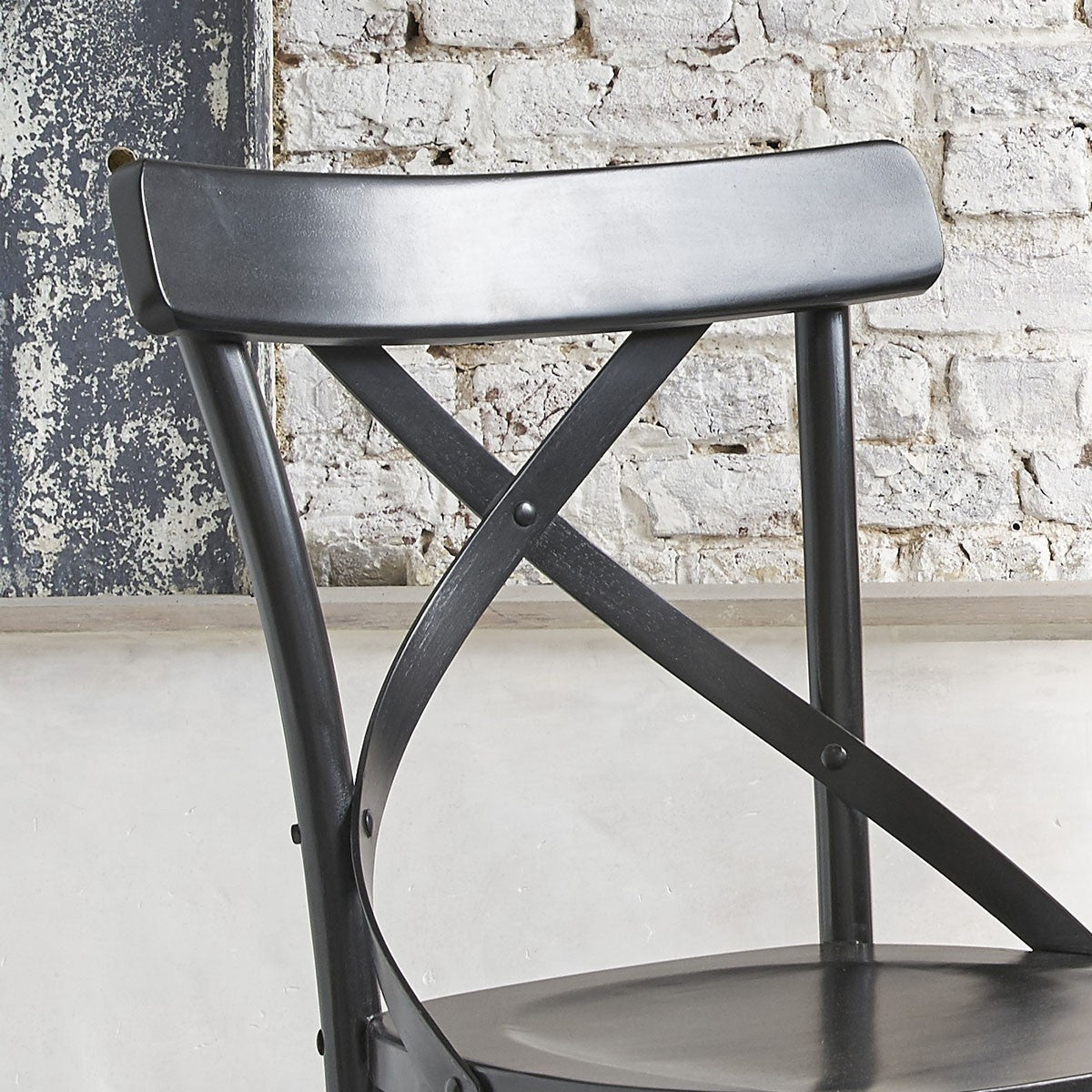 LONDRES - Set aus 2 Bistrostühlen aus massivem Mahagoni, schwarz