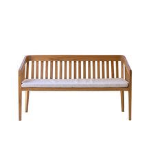 Banc de jardin arrondi en teck massif 150 cm avec coussin