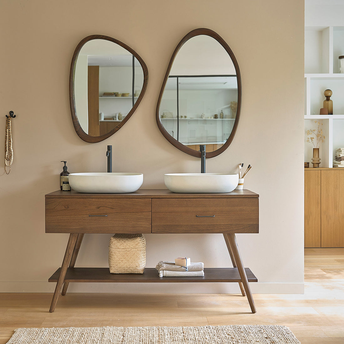 CALIXTE - Mobile da bagno in mindi massello 135 cm
