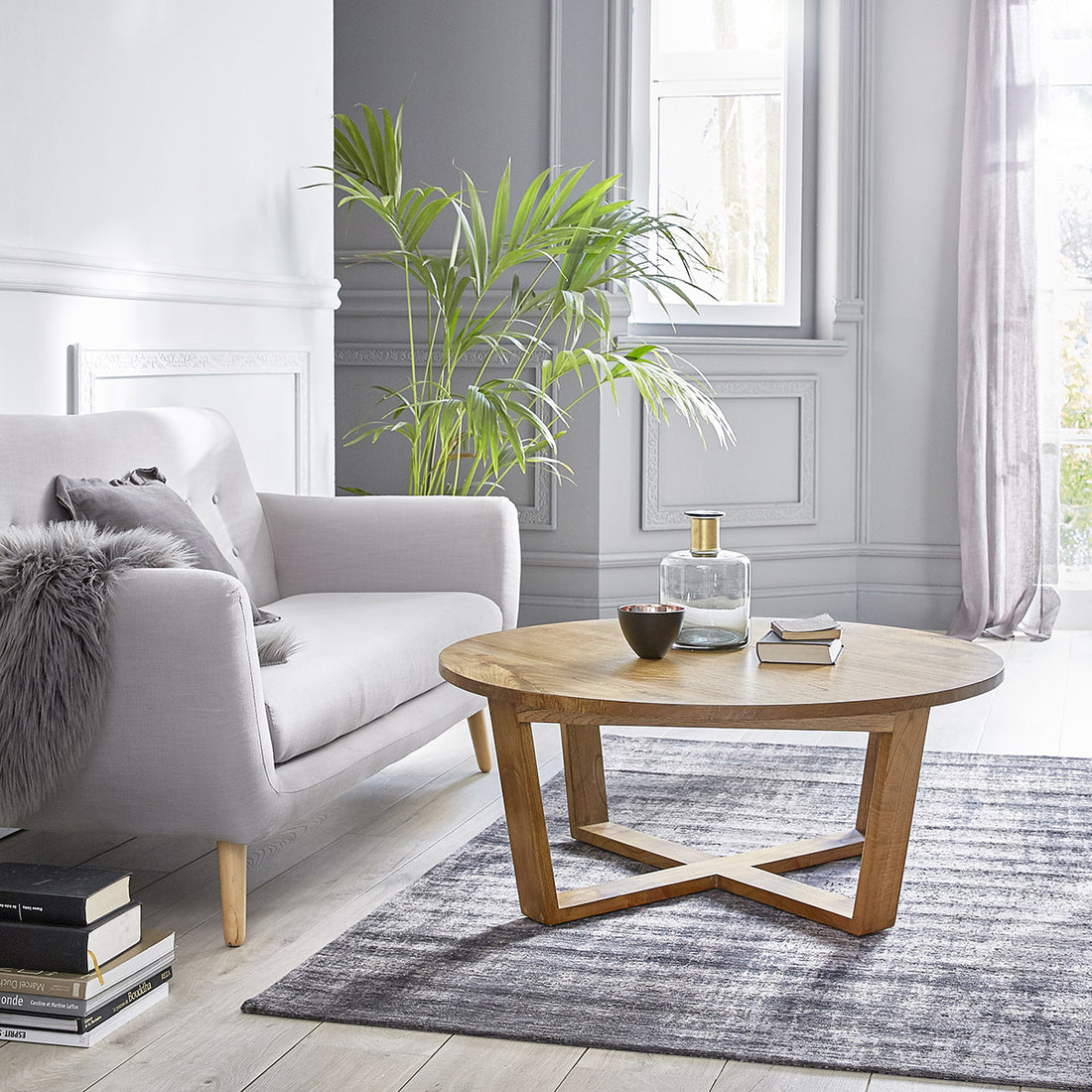 BASILE - Table basse en mindi massif  Ø 100 cm