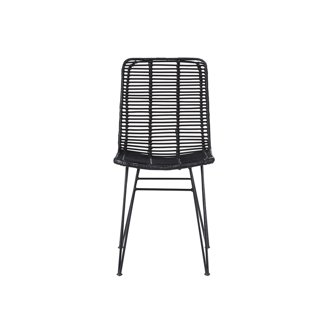 BOHEMA - Sedia nera in rattan e metallo