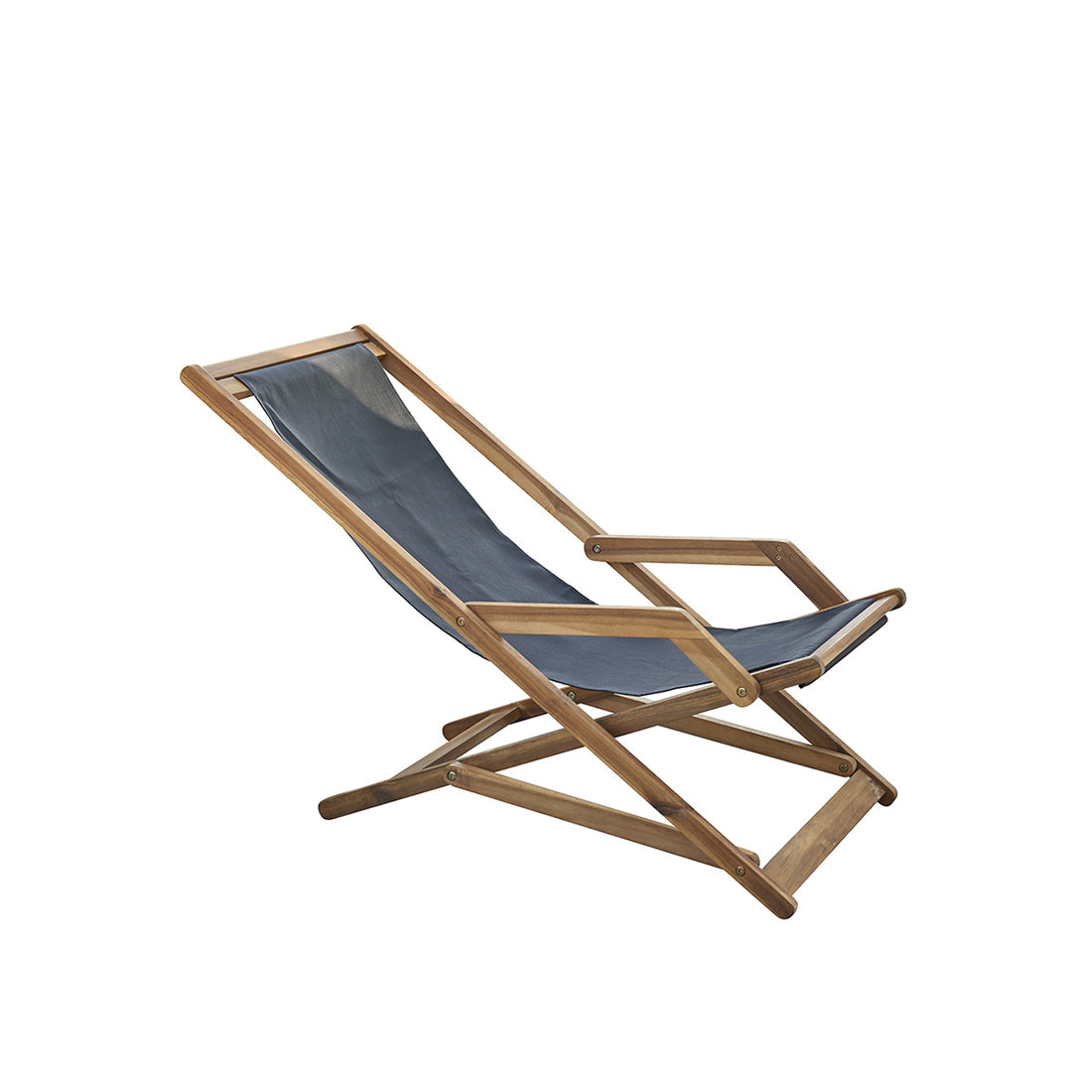 HANOÏ - Sedia a sdraio nera in acacia massello e textilene