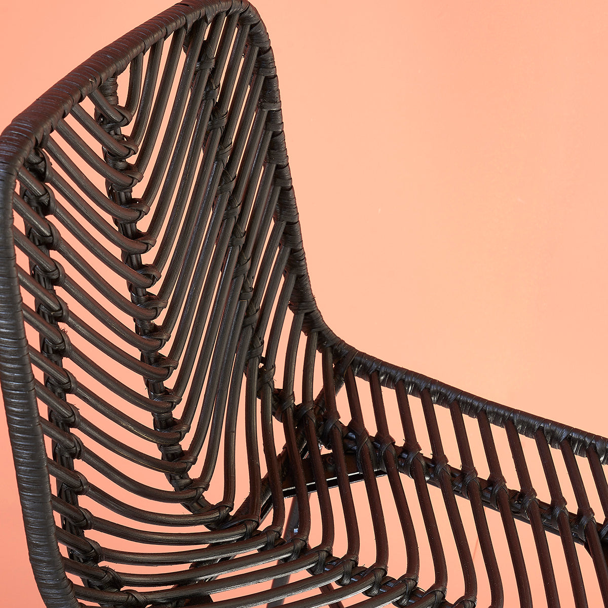 BOHEMA - Lot de 2 tabourets de bar en rotin et métal noirs