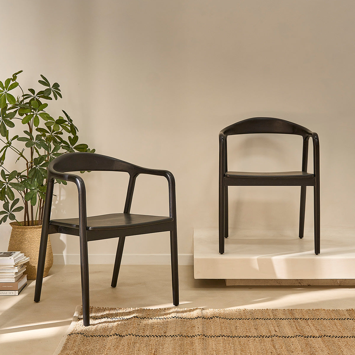 AMBRE - Sedia in teak massello nero