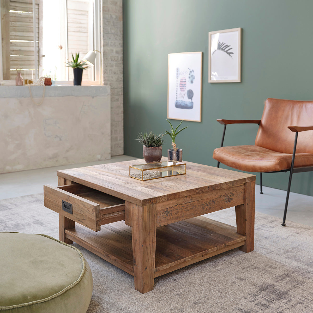 CARGO - Table basse en teck massif recyclé 80 cm