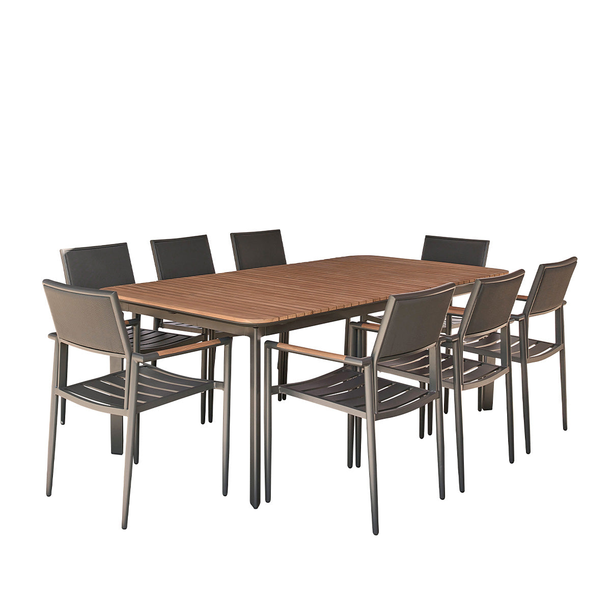 SIENA - Salon de jardin en teck massif et aluminium 6/8 pers.