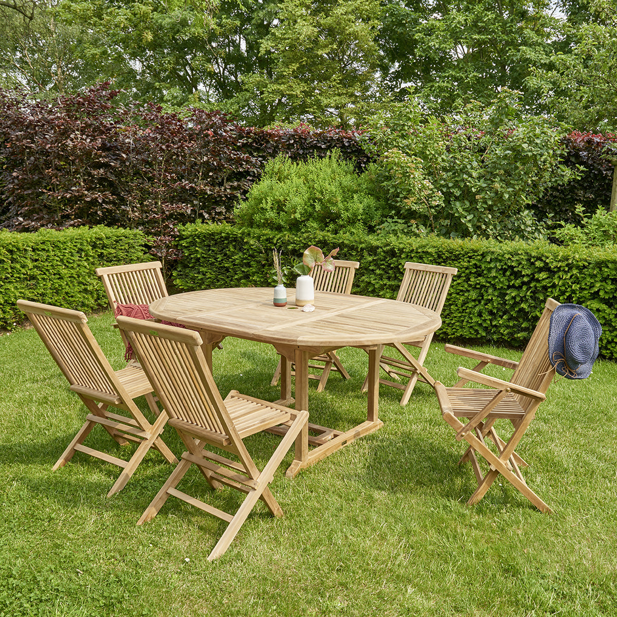 MIDLAND - Salon de jardin en teck massif extensible 6/8 pers.