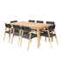 Set di mobili da giardino in legno di teak massello e corda nera 8 pers.