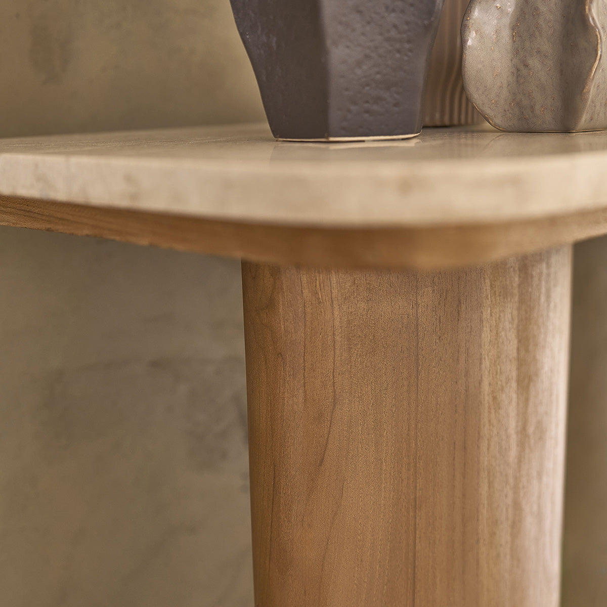 CALMA - Consolle in teak massello e marmo 120 cm