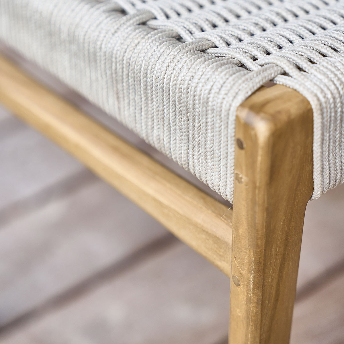 LIVIE - Chaise de jardin en teck massif et cordage beige