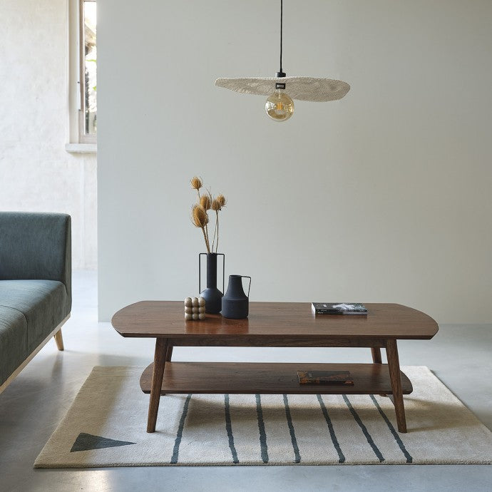 VINTAGE - Couchtisch aus massivem Mindy in Walnuss-Finish 130 cm