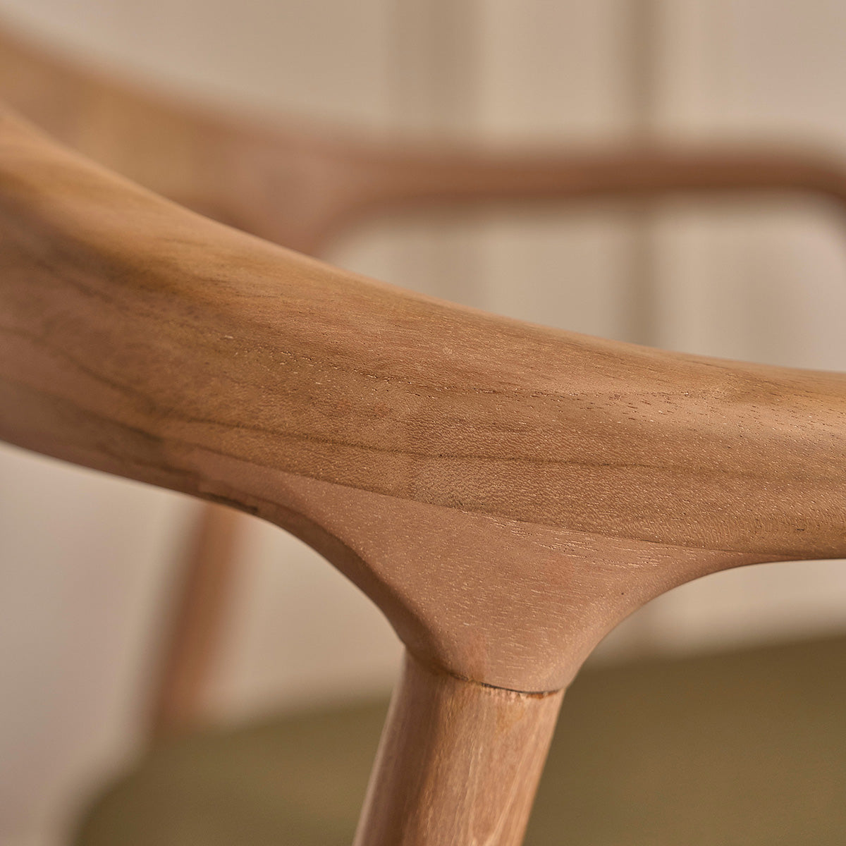 AMBRE - Set di 2 sedie in teak massello con seduta in velluto a coste color kaki