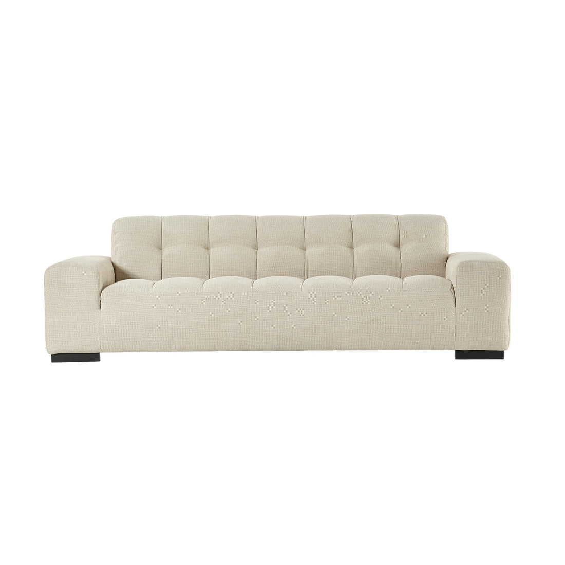 ALPHONSE - Gerades 4-Sitzer-Sofa aus beige meliertem Strukturstoff
