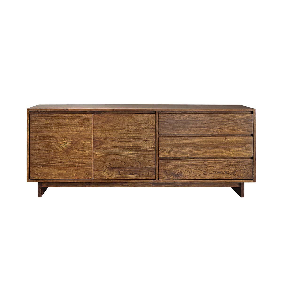 MILO - Credenza in mindi massello con finitura in noce 180 cm