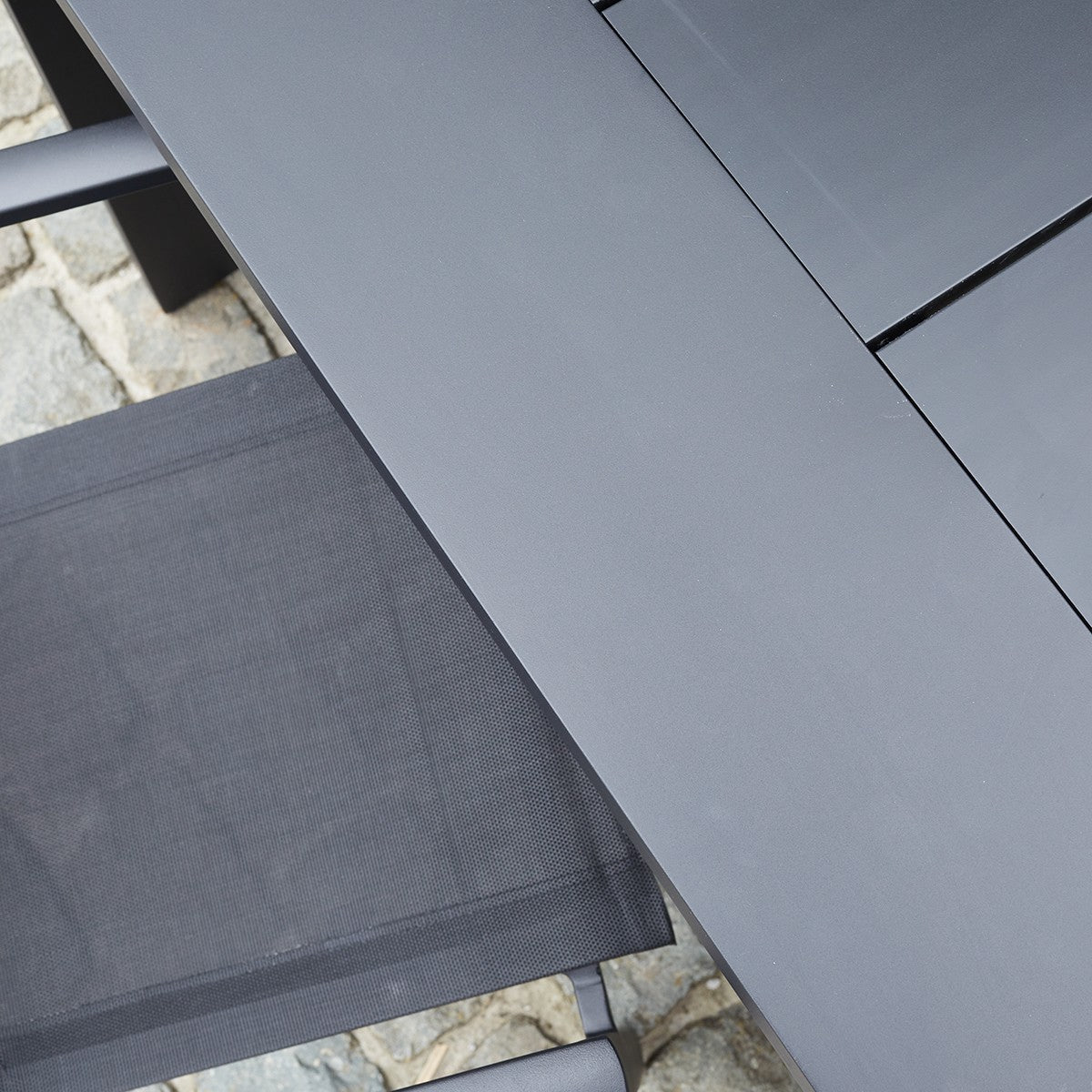 IBIZA - Table de jardin en aluminium noir 8 pers.