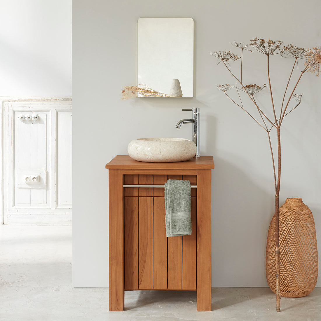 PORTO - Meuble sous vasque en teck massif 60 cm