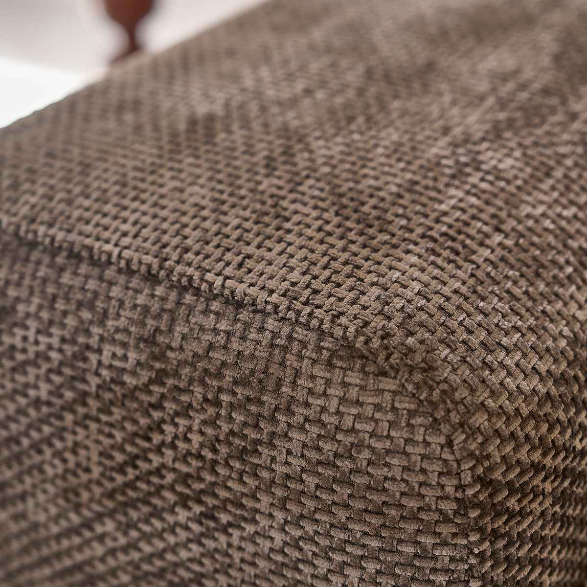 ALPHONSE - Divano dritto a 3 posti in velluto intrecciato moka