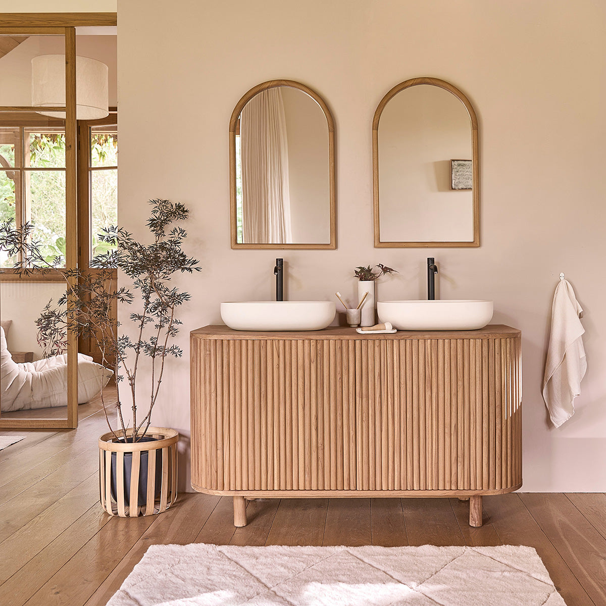 COLINE - Specchio in teak massello 80x50 cm