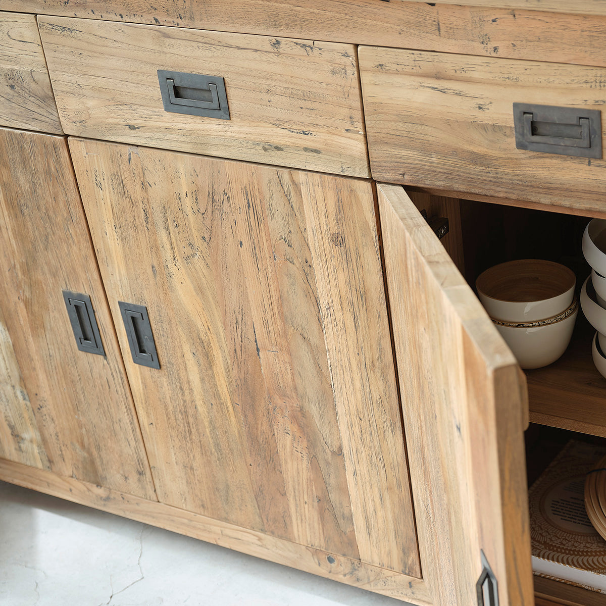 CARGO - Buffet aus massivem recyceltem Teakholz 200 cm