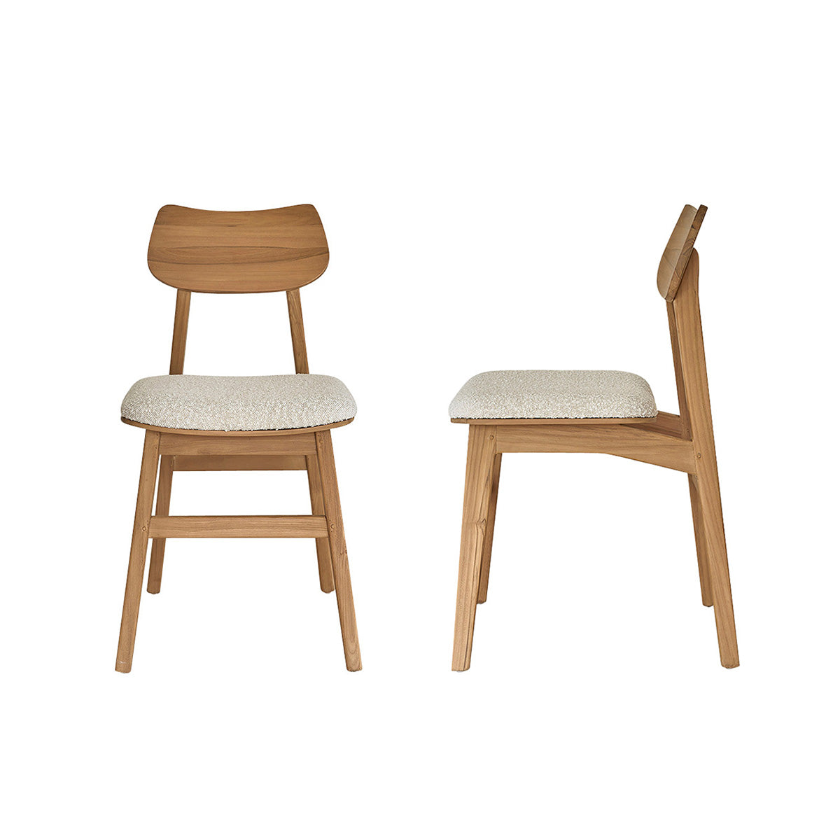 ADELE - Set di 2 sedie in teak massello con seduta bouclé