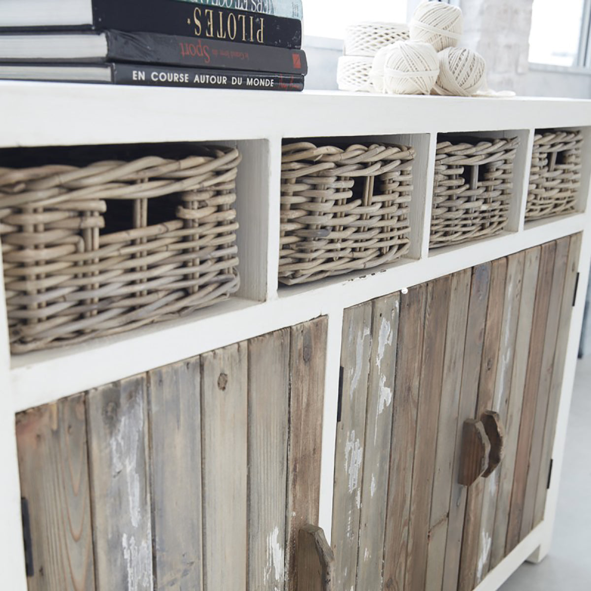 HONFLEUR - Buffet en bois recyclé massif 145 cm