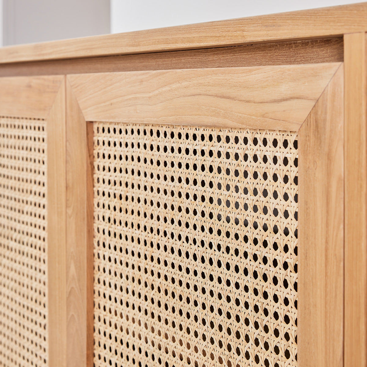 ELIOTT - Mobile per lavabo in teak massello e cannage 145 cm