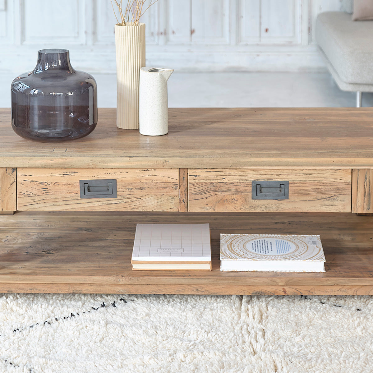 CARGO - Table basse en teck massif recyclé 120 cm