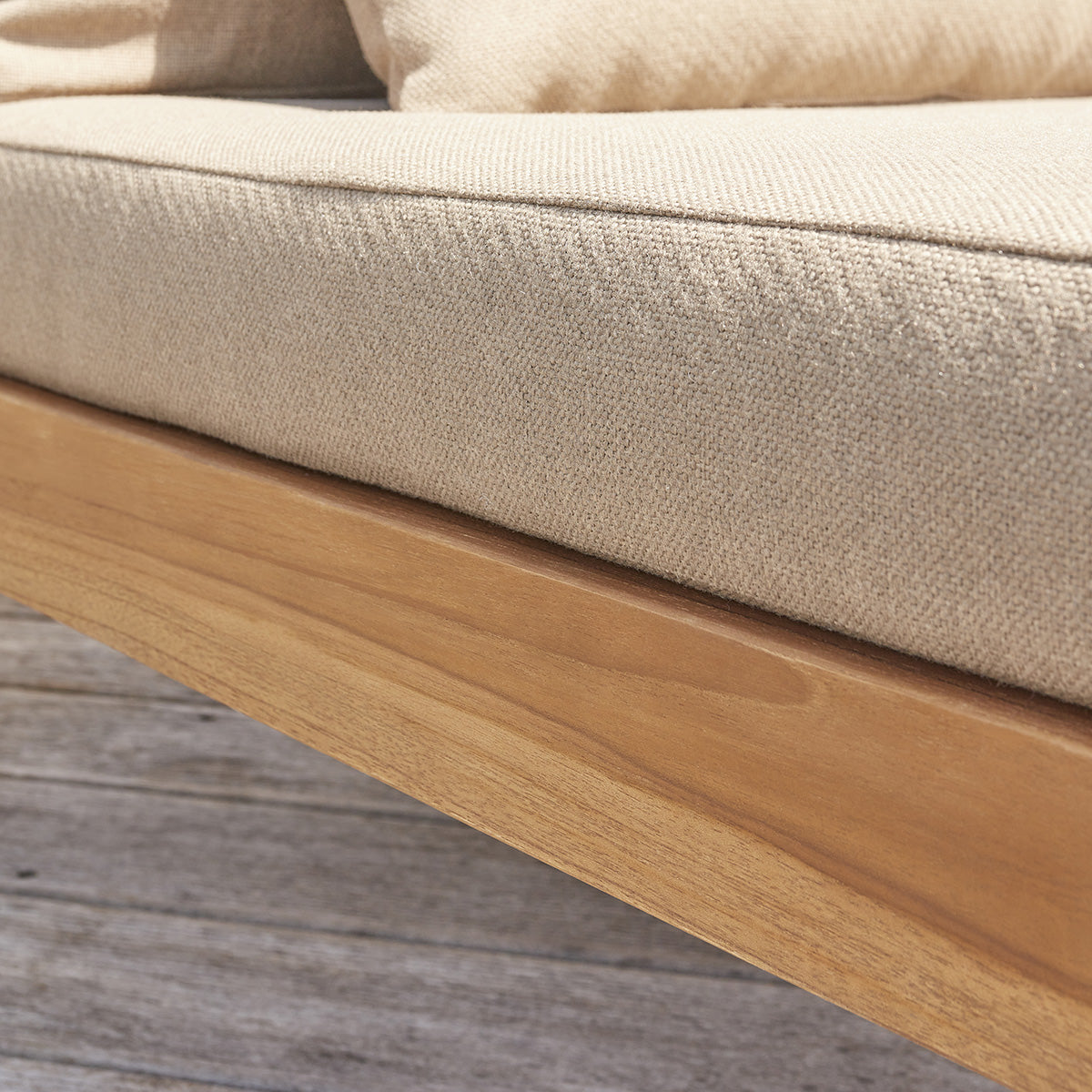 PALMA - Gartensofa aus massivem Teakholz in Taupe