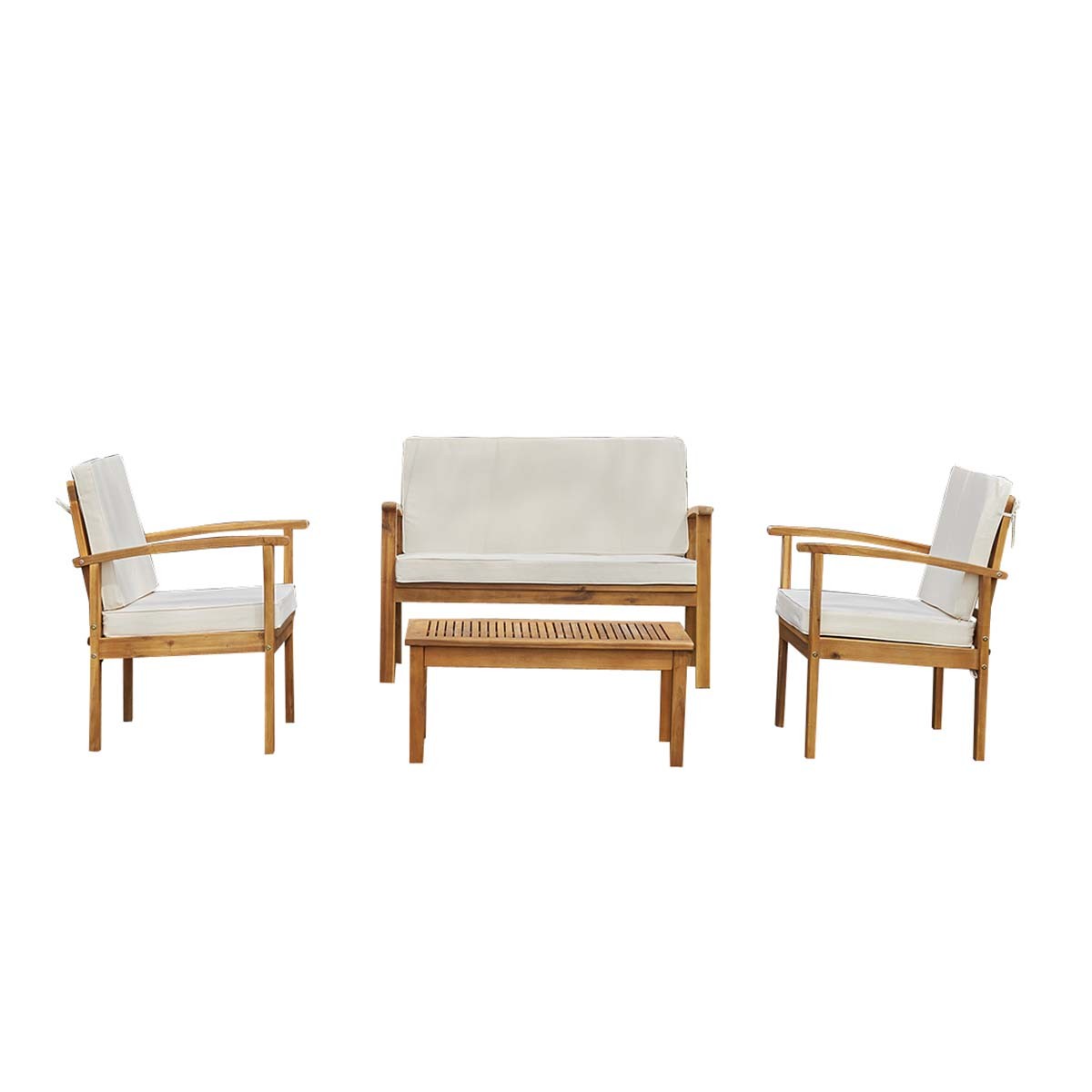 HANOÏ - Set di mobili da giardino in legno di acacia massello 4 pers.