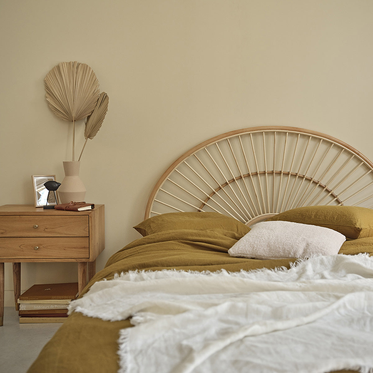 BOHO - Testiera arrotondata in rattan 160 cm