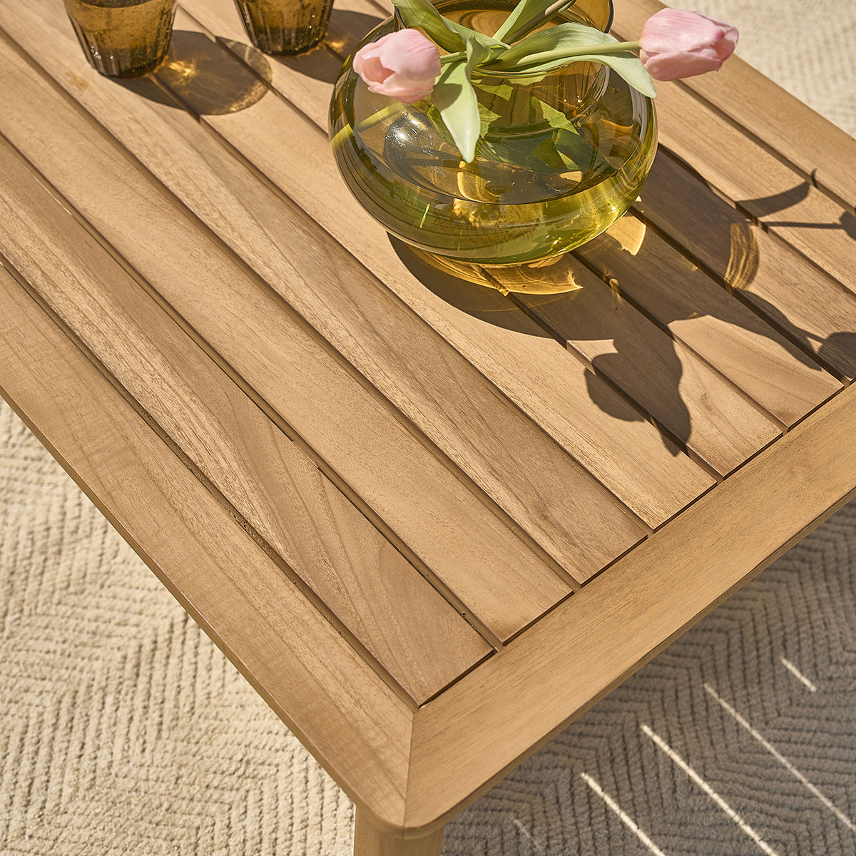 MAORA - Set di mobili da giardino bassi in teak massello con cuscini